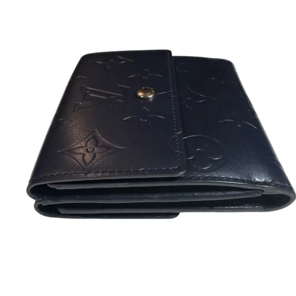 Auth Louis Vuitton Ltd Edition Navy Blue Matte Monogram Elise Compact Wallet Ex+